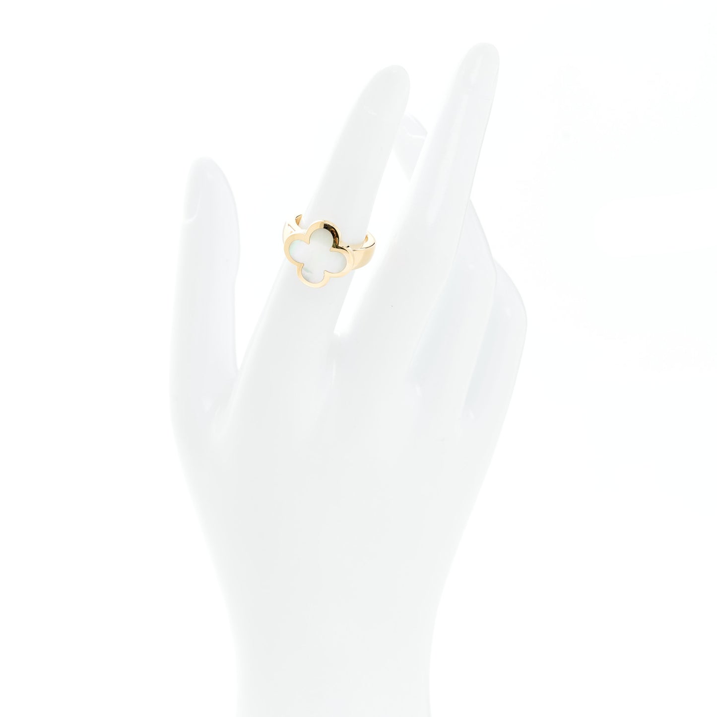 18K Yellow Gold Mother of Pearl Pure Alhambra Ring 51 5.75