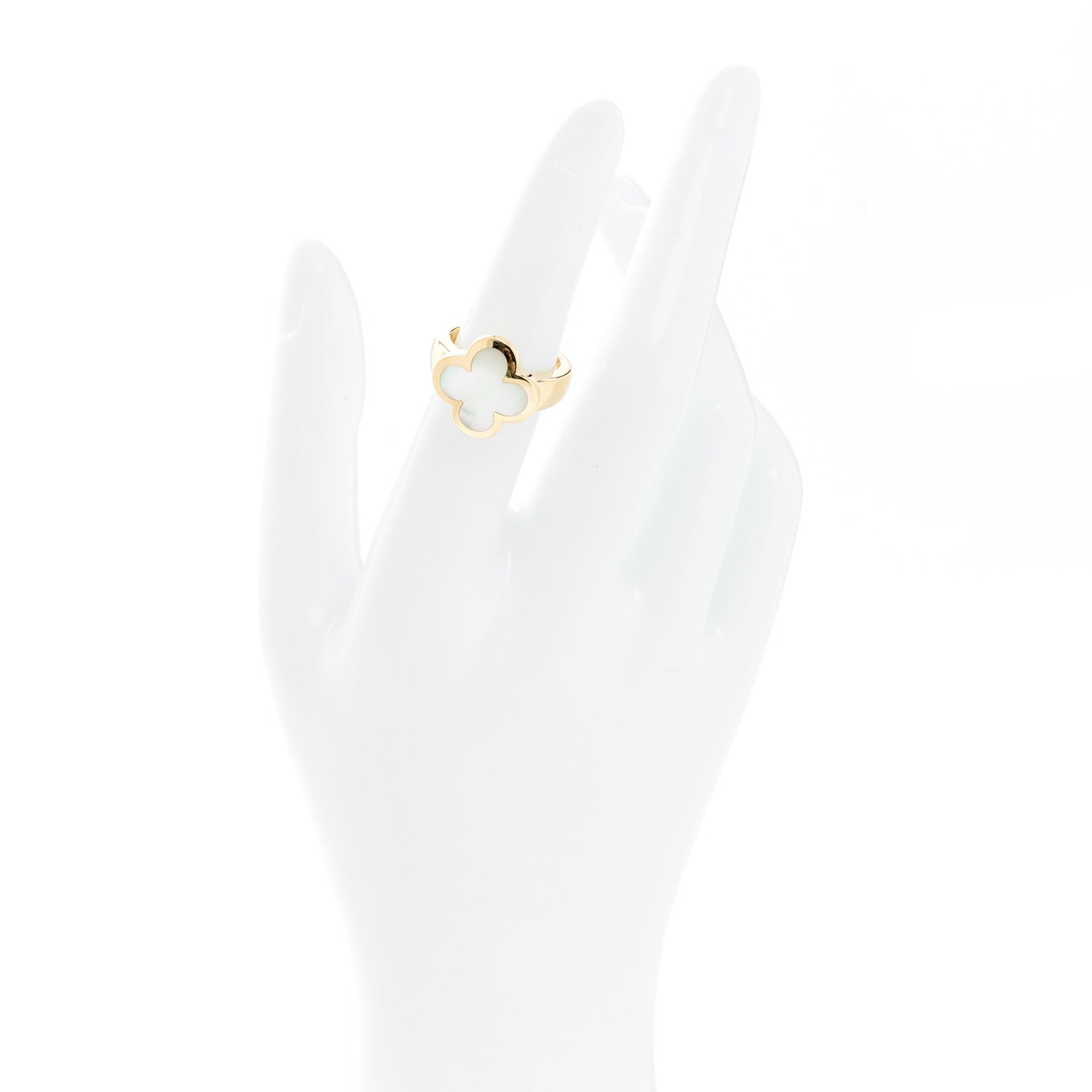 Van Cleef & Arpels 18K Yellow Gold Mother of Pearl Pure Alhambra Ring 51 5.75 2 of 6