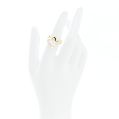 Van Cleef & Arpels 18K Yellow Gold Mother of Pearl Pure Alhambra Ring 51 5.75 2 of 6