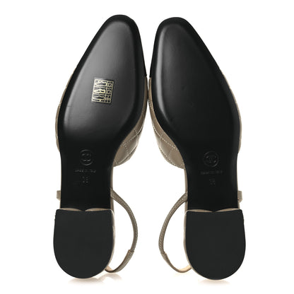 Chanel Lambskin Patent Cap Toe CC Slingback Flats 38 Beige Black 7 of 11