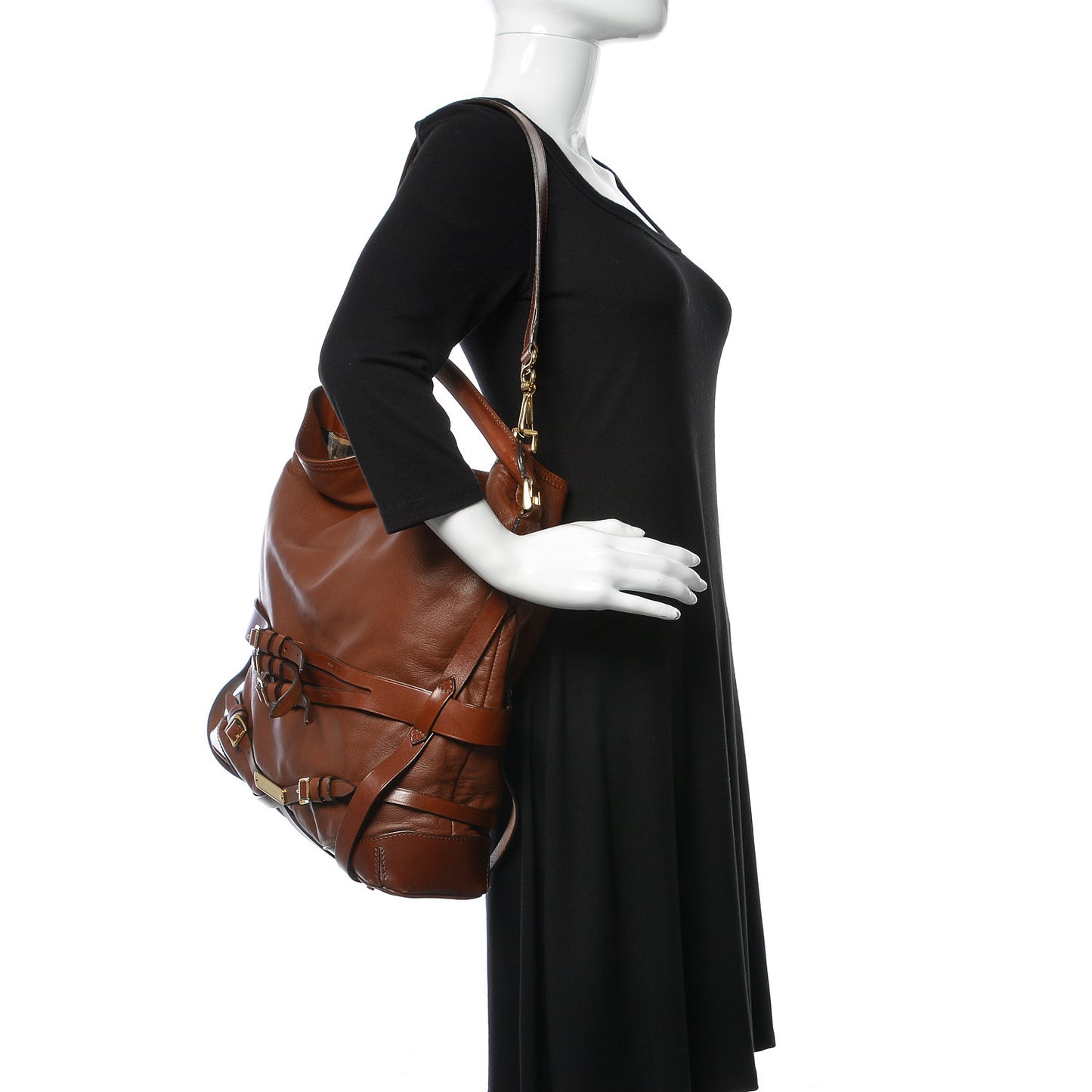 Soft Lambskin Bridle Calfskin Medium Gosford Hobo Dark Tan