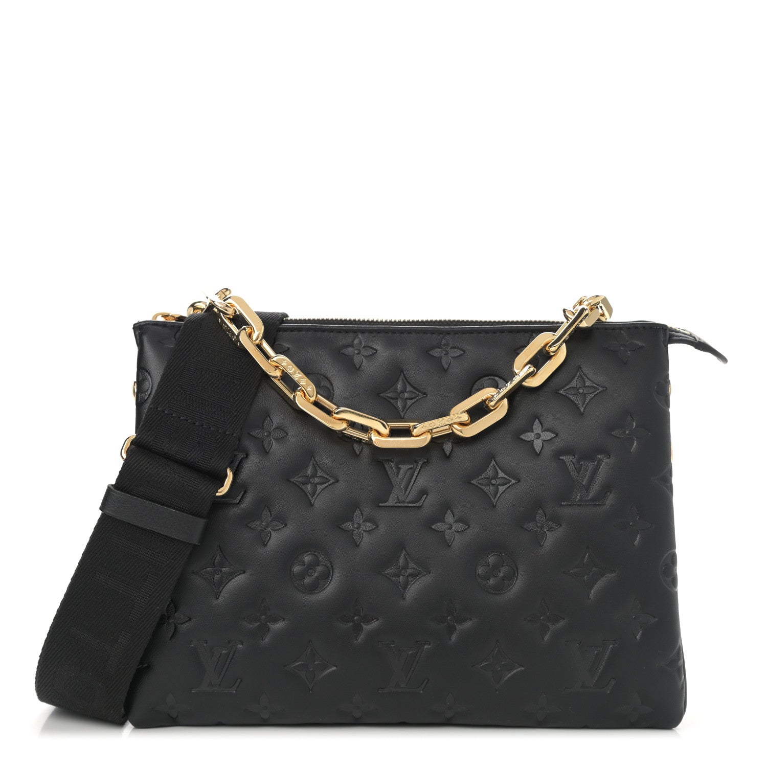 Louis Vuitton Lambskin Embossed Monogram Coussin PM Black 1 of 11