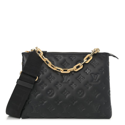 Louis Vuitton Lambskin Embossed Monogram Coussin PM Black 1 of 11