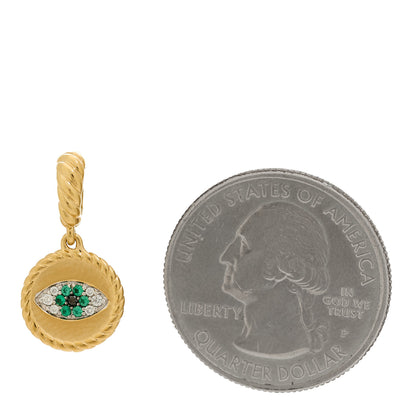David Yurman 18K Yellow Gold Diamond Emerald Evil Eye Amulet Pendant 2 of 3