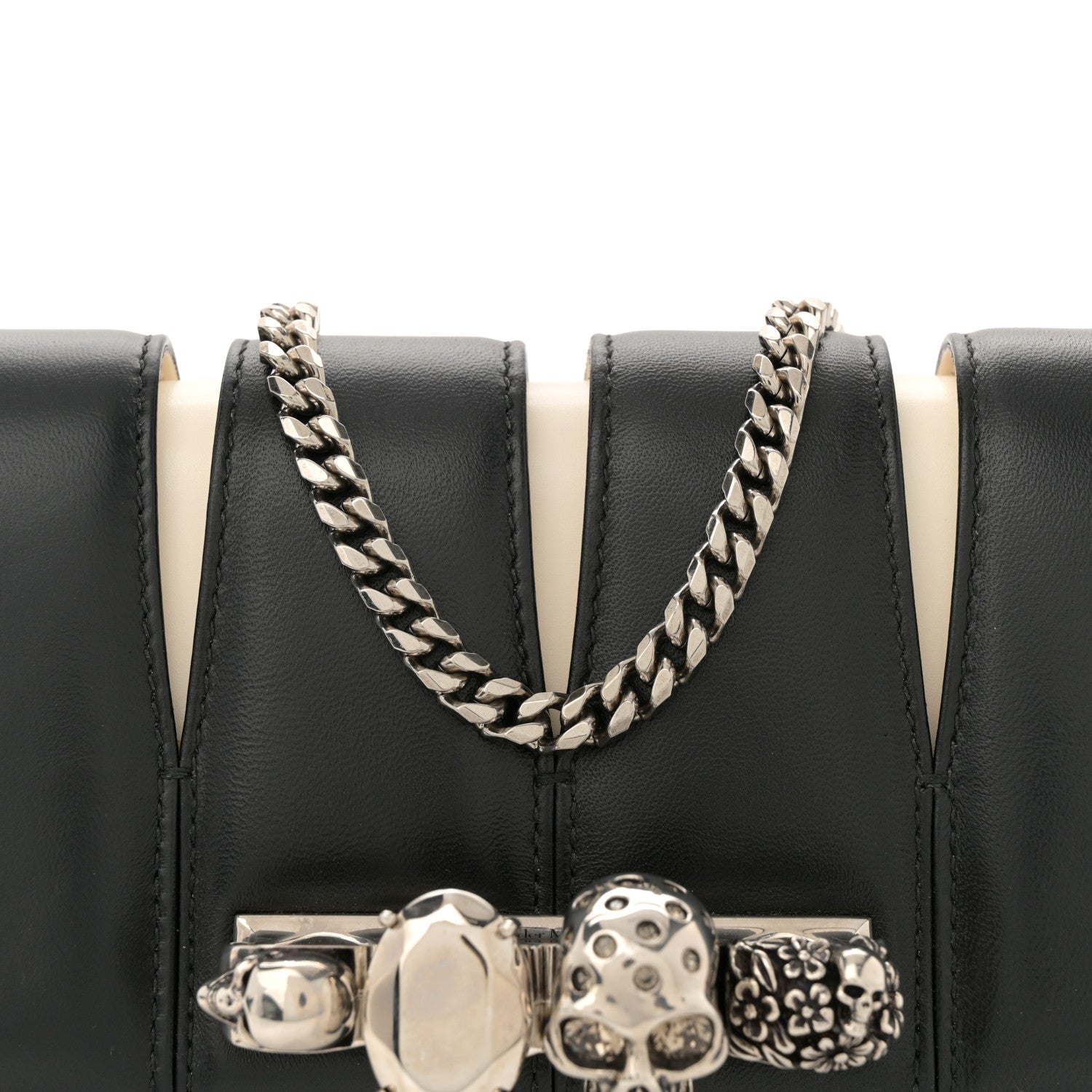 Alexander McQueen Calfskin Small Slash Bag Black White 1728823