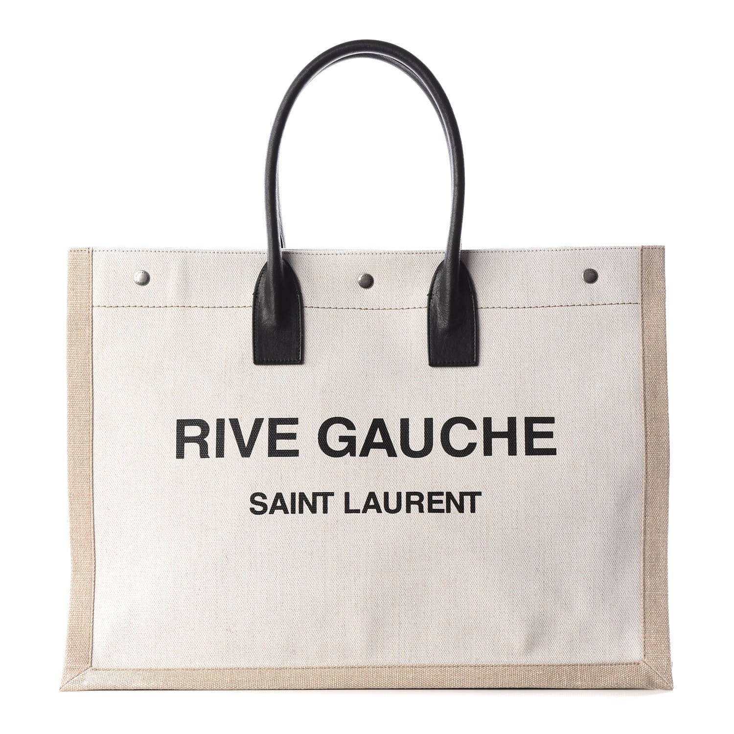 Saint Laurent Linen Calfskin Rive Gauche Tote Optic White 1 of 8