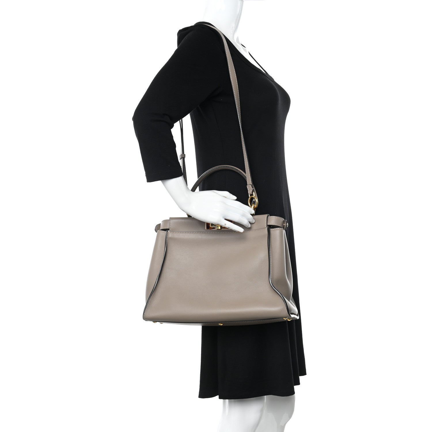 Fendi Vitello Seta Plexiglass Tortoise Medium Peekaboo Iconic Satchel Tortora 2 of 9