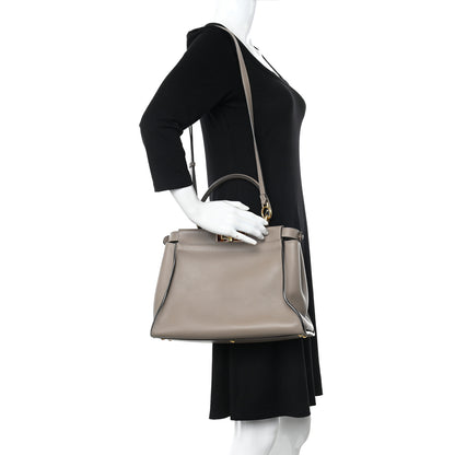Fendi Vitello Seta Plexiglass Tortoise Medium Peekaboo Iconic Satchel Tortora 2 of 9