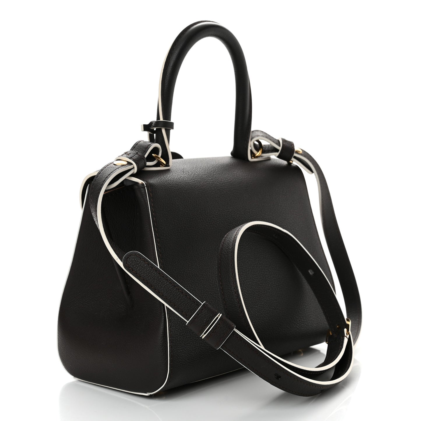 Grained Calfskin Bi-Color Brillant Mini Satchel Black