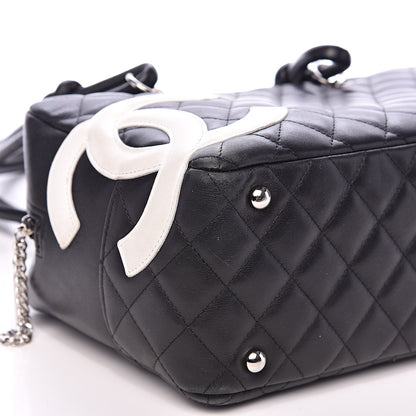 Chanel Calfskin Quilted Large Cambon Bowler Black White 8 of 15