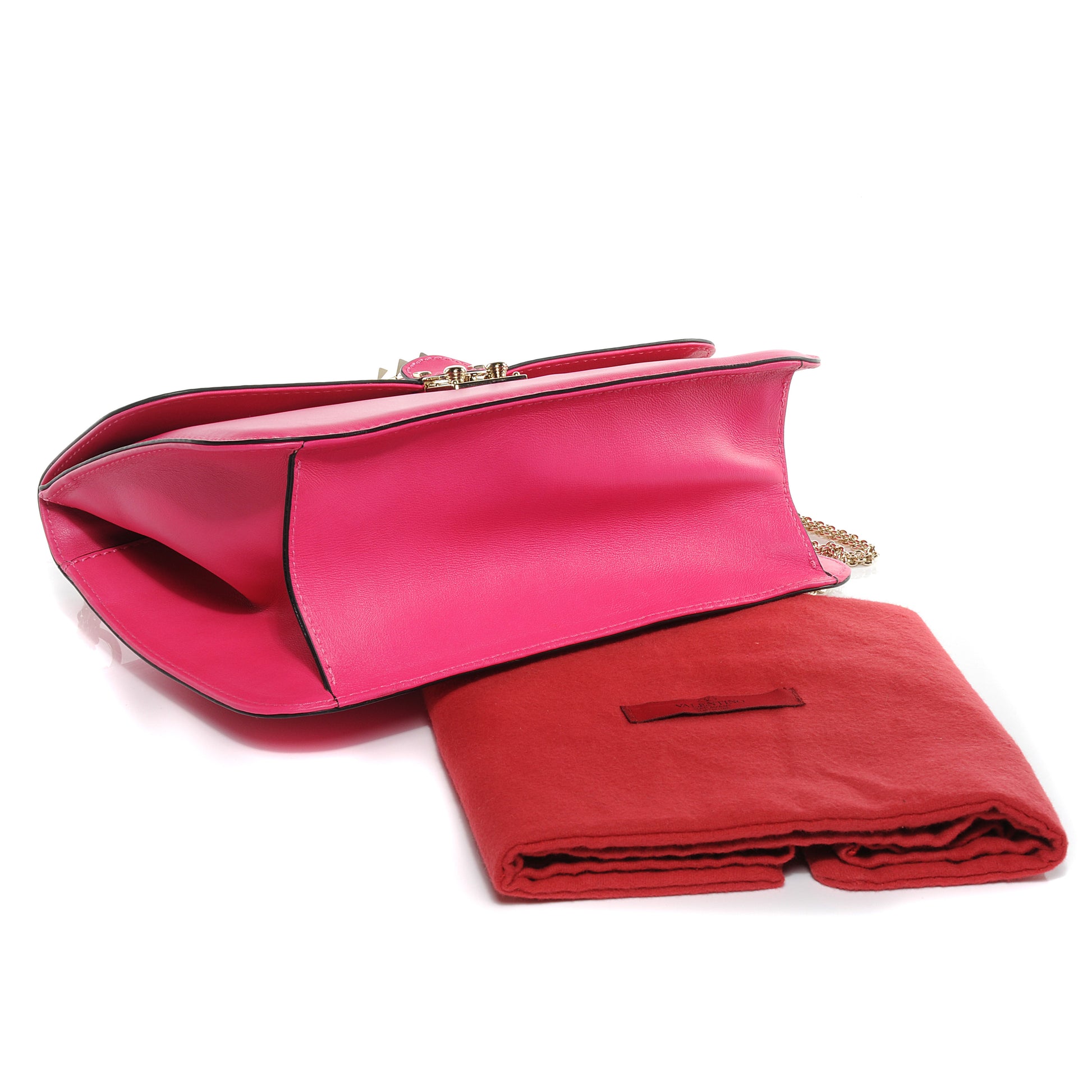 Valentino Garavani Vitello Large Glam Lock Rockstud Flap Pop Fuxia 4 of 6