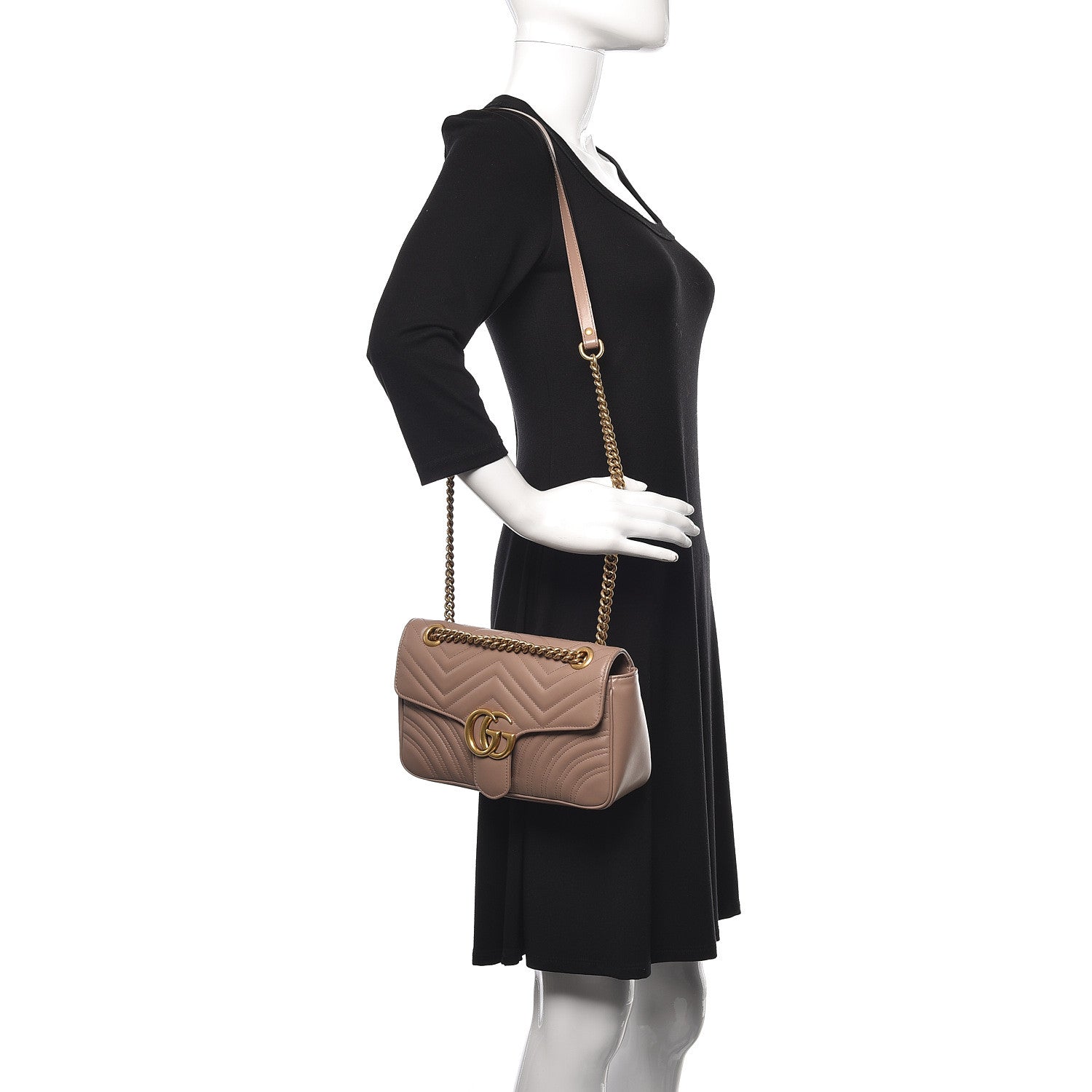 Gucci Calfskin Matelasse Small GG Marmont Shoulder Bag Porcelain Rose 2 of 14
