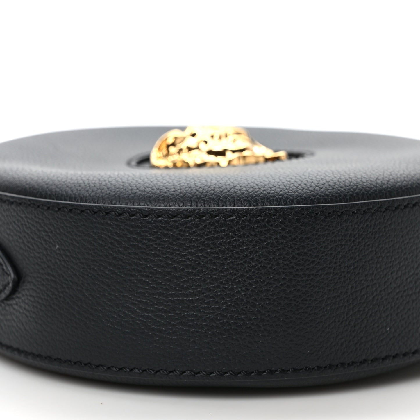 Calfskin La Medusa Round Camera Bag Black