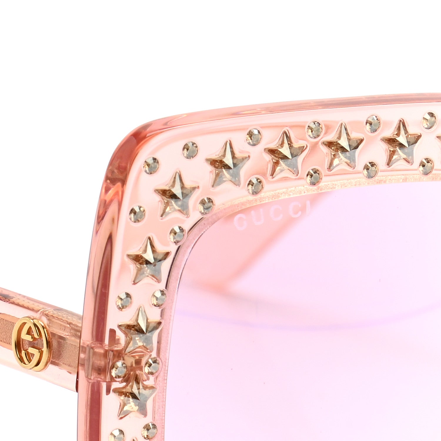 Gucci Crystal Square Frame Sunglasses GG0148S Pink 7 of 7