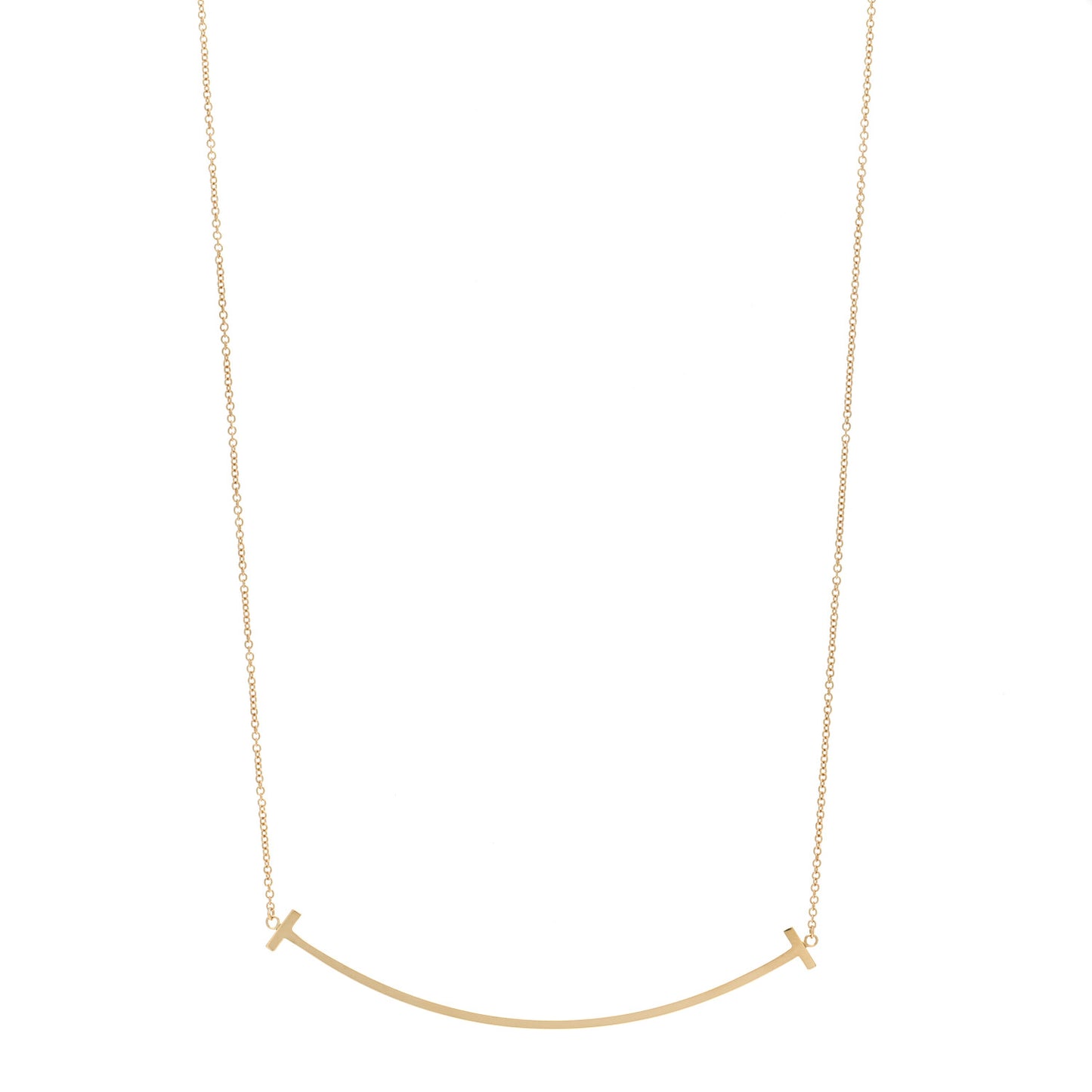 18K Yellow Gold Large T Smile Pendant Necklace