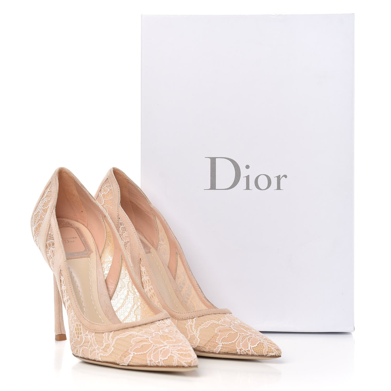 Christian Dior Lace Suede Lingerie Pumps 37 Nude 10 of 11