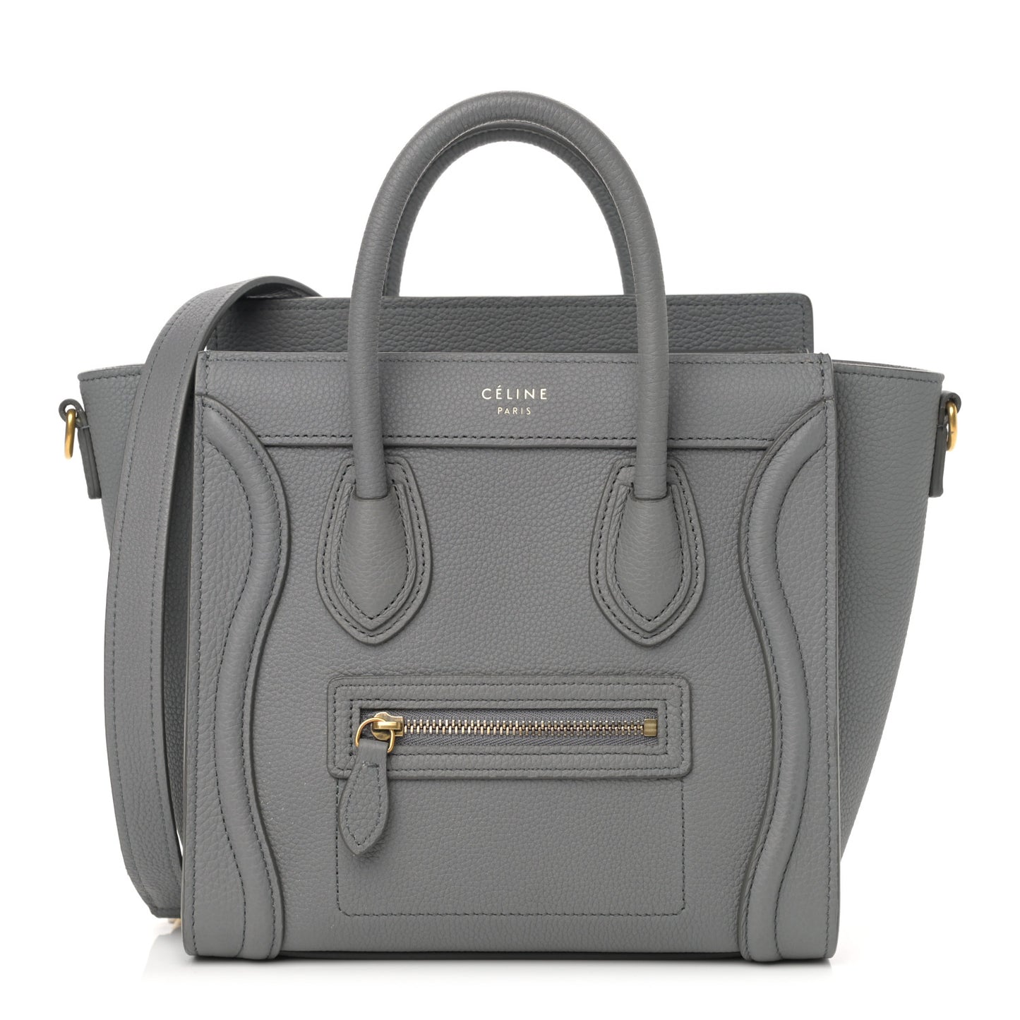 Drummed Calfskin Nano Luggage Kohl