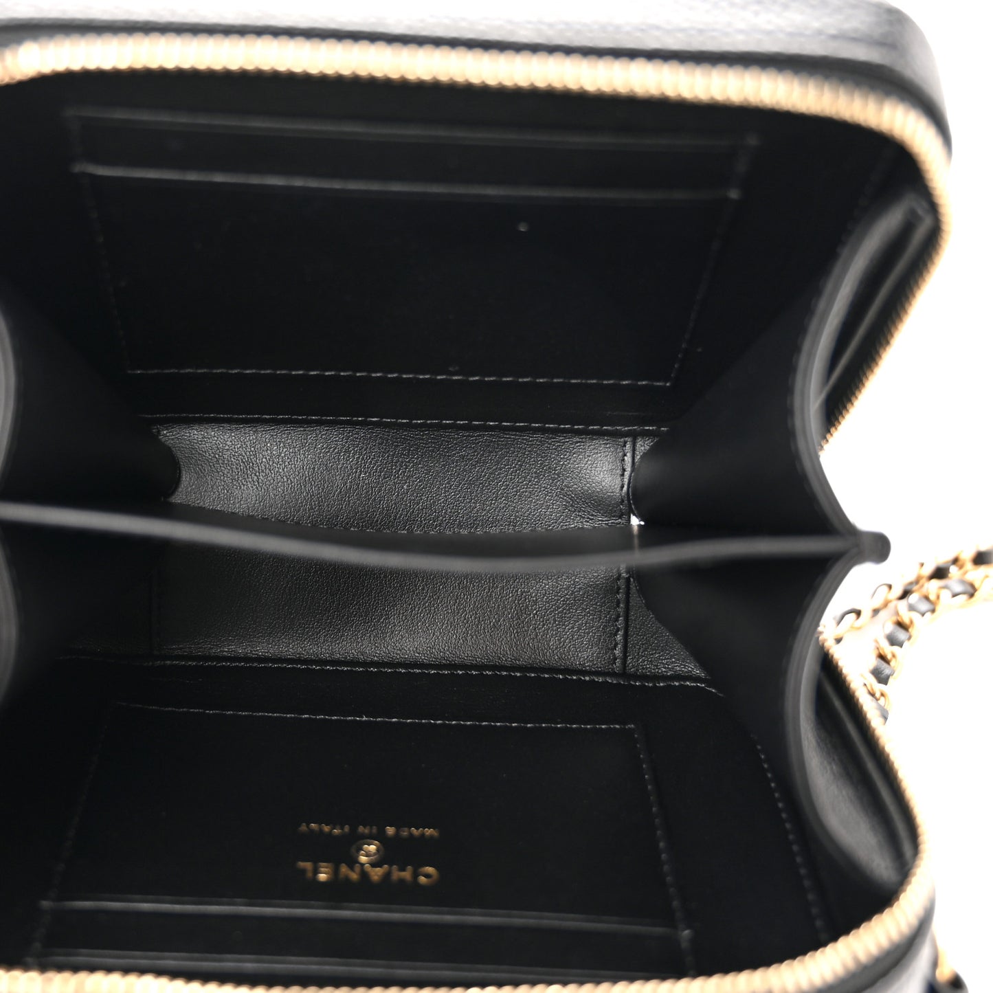 Caviar Quilted CC Filigree Vanity Clutch With Chain Black
