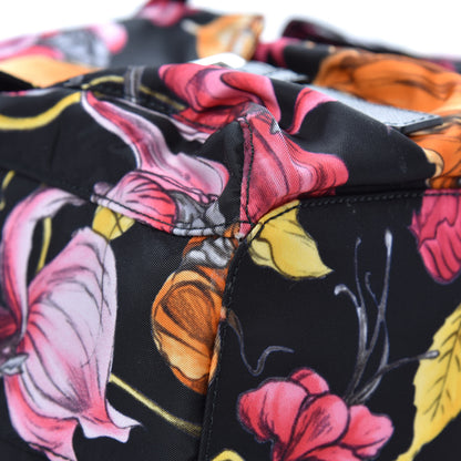 Prada Tessuto Nylon Floral Print Medium Backpack Black 8 of 10