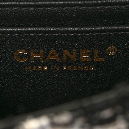 Chanel Tweed Quilted Mini Rectangular Flap Black Ecru White 6 of 9