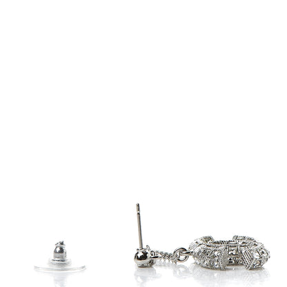 Chanel Baguette Crystal CC Drop Earrings Silver 4 of 4