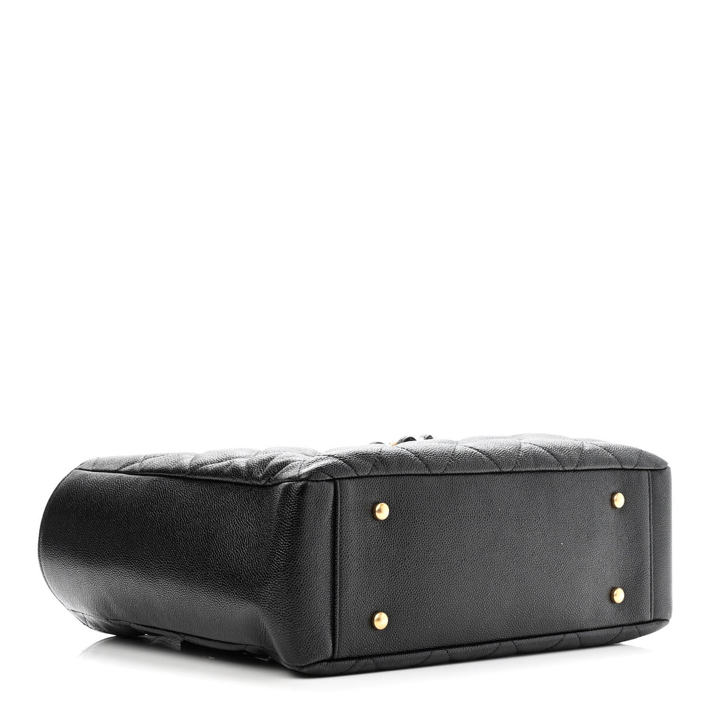 Caviar Quilted Small Shopping Tote Black