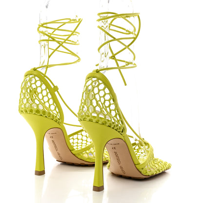 Bottega Veneta Mesh Nappa Stretch Ankle Tie Sandals 37 Kiwi 4 of 8