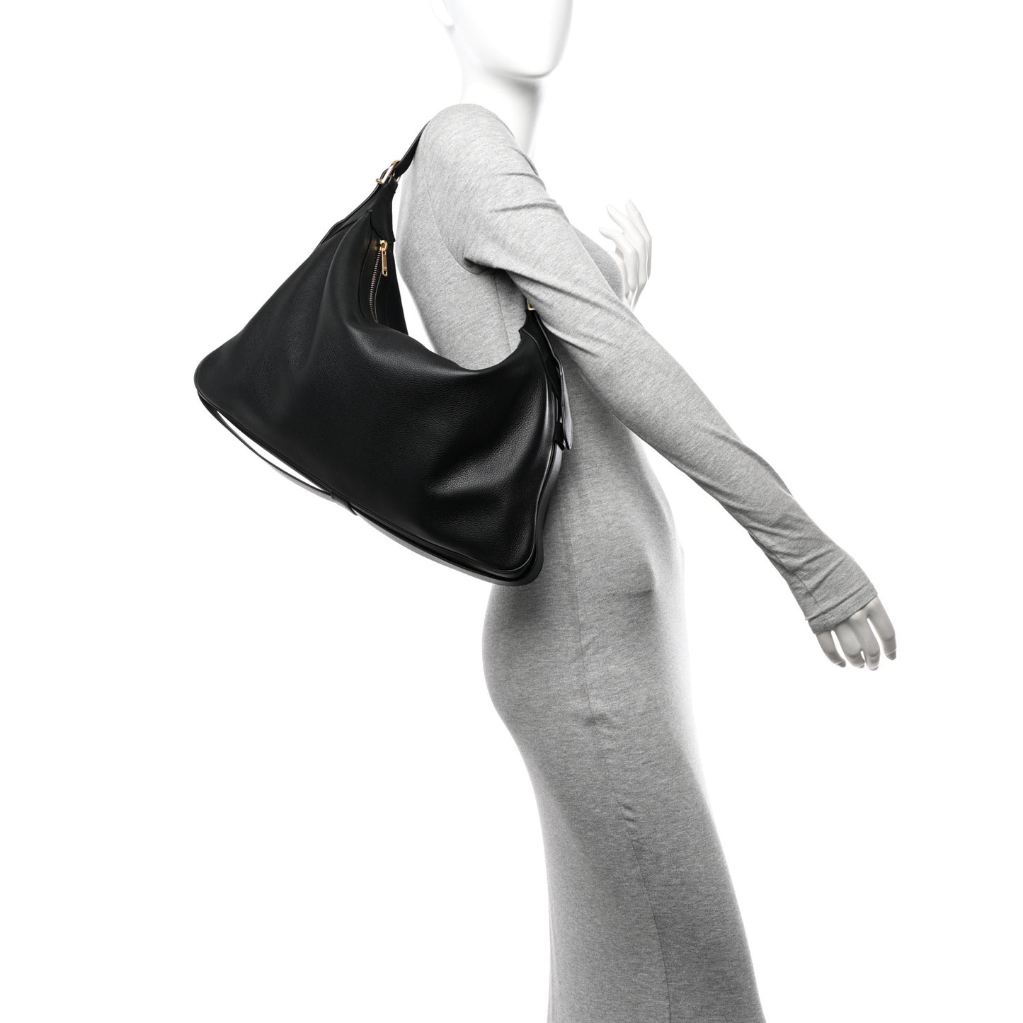 Supple Calfskin Large Romy Shoulder Bag Black