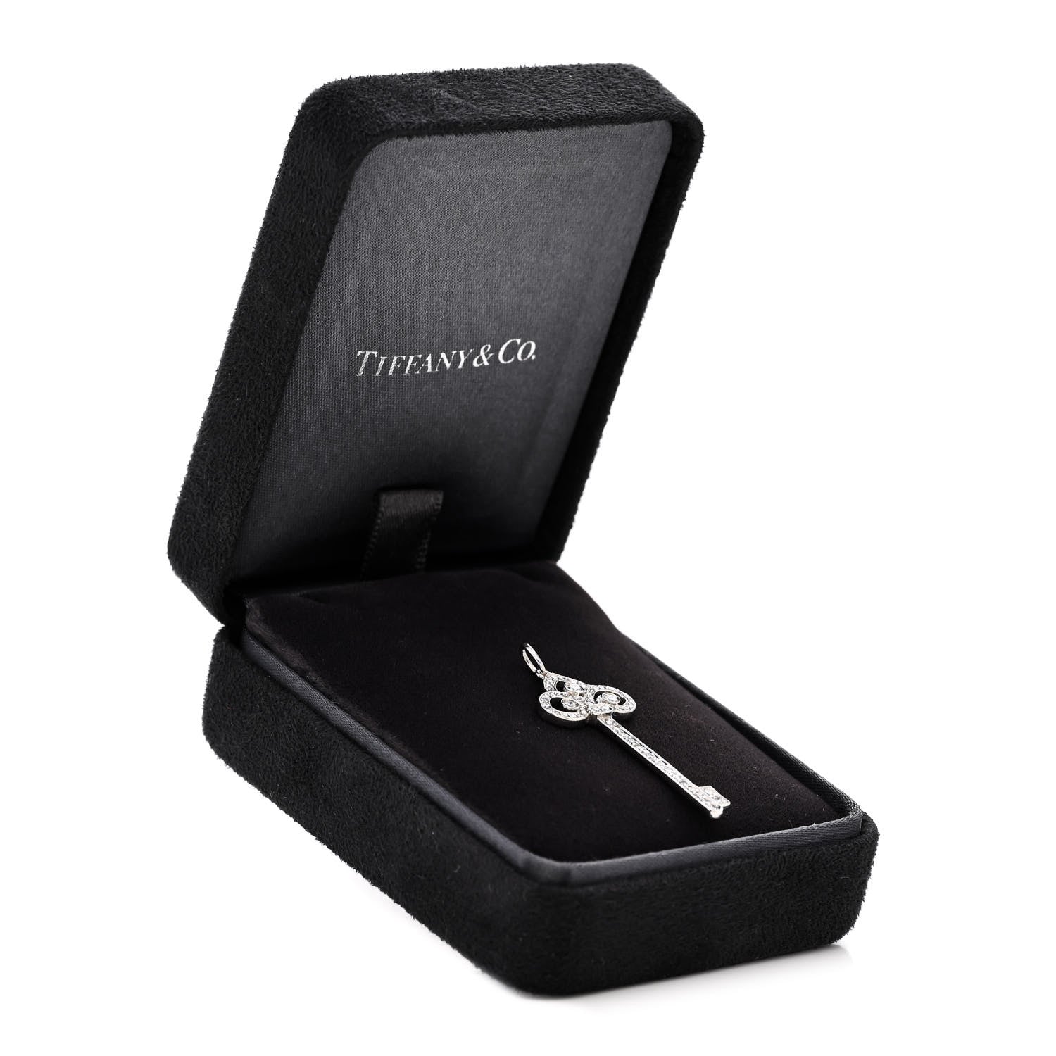 Tiffany Platinum Diamond .41ct Fleur De Lis Key Pendant 4 of 4