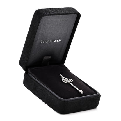 Tiffany Platinum Diamond .41ct Fleur De Lis Key Pendant 4 of 4