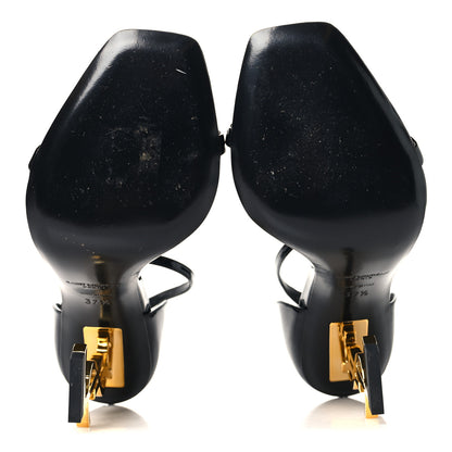 Saint Laurent Patent Calfskin Opyum 110 Sandals 37.5 Black Gold 6 of 9