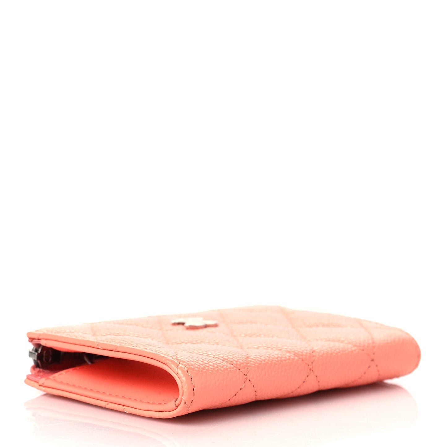 Caviar Quilted Zipped Key Holder Case Coral