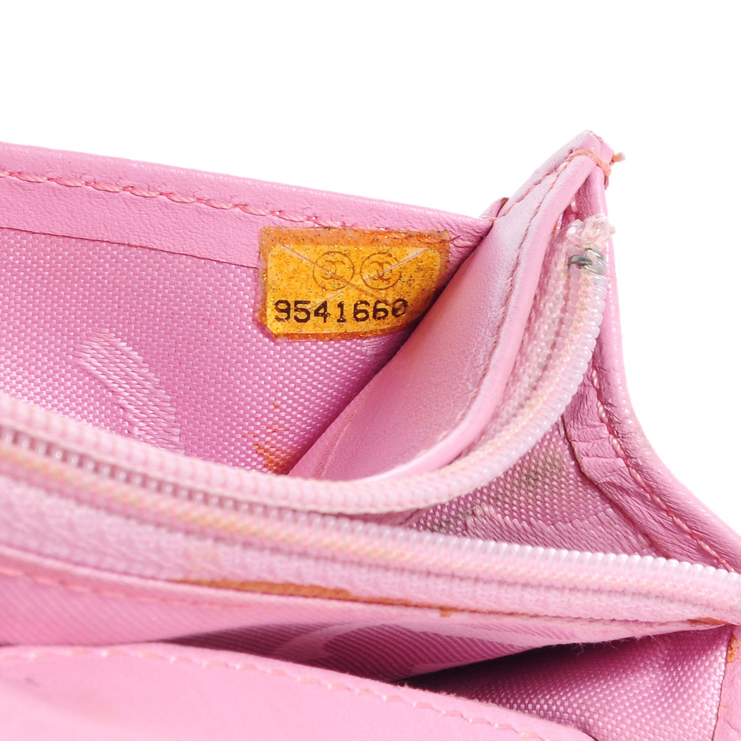 Calfskin Quilted Cambon Quilted Yen Wallet Pink