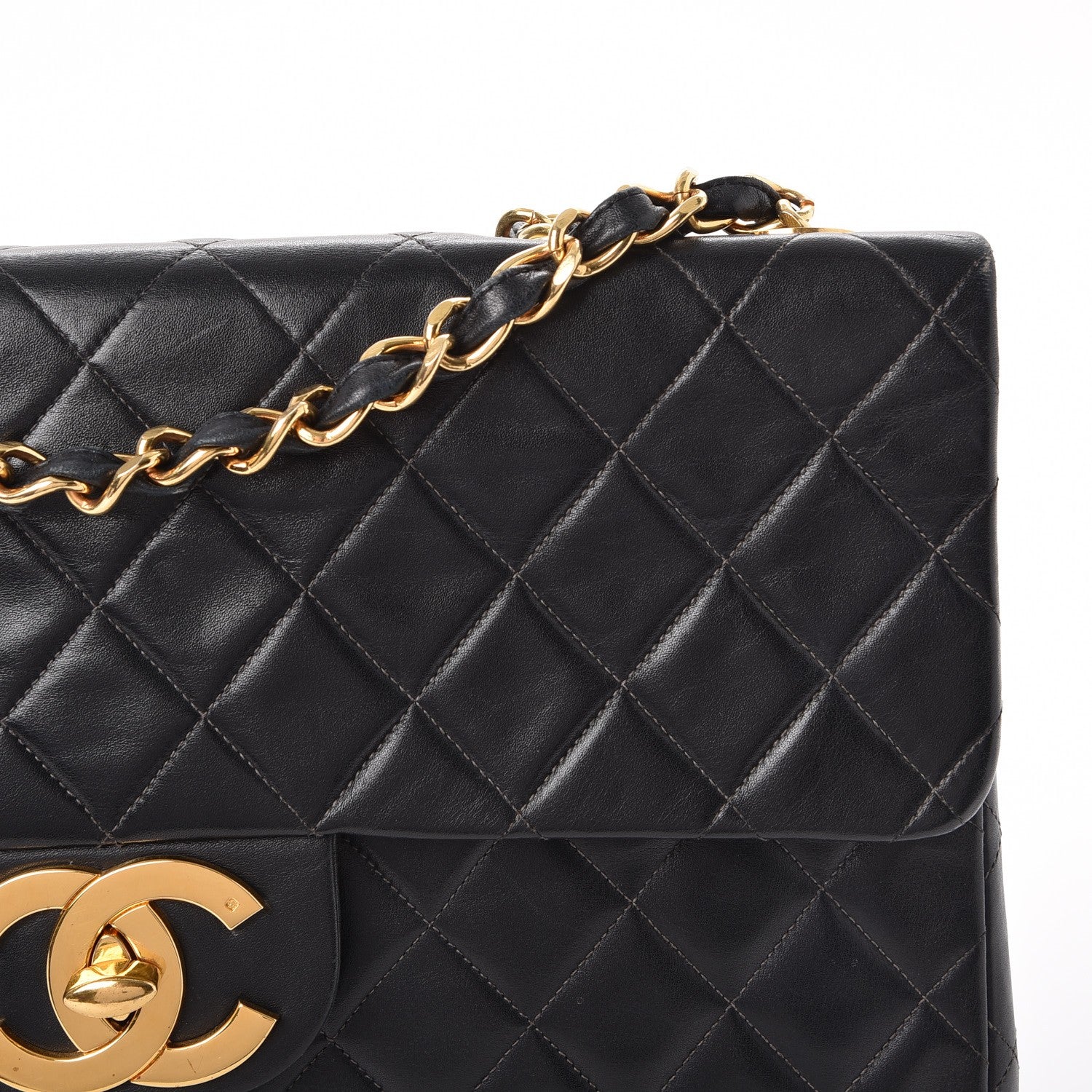 Chanel Lambskin Quilted XL Jumbo Single Flap Black 13 of 15