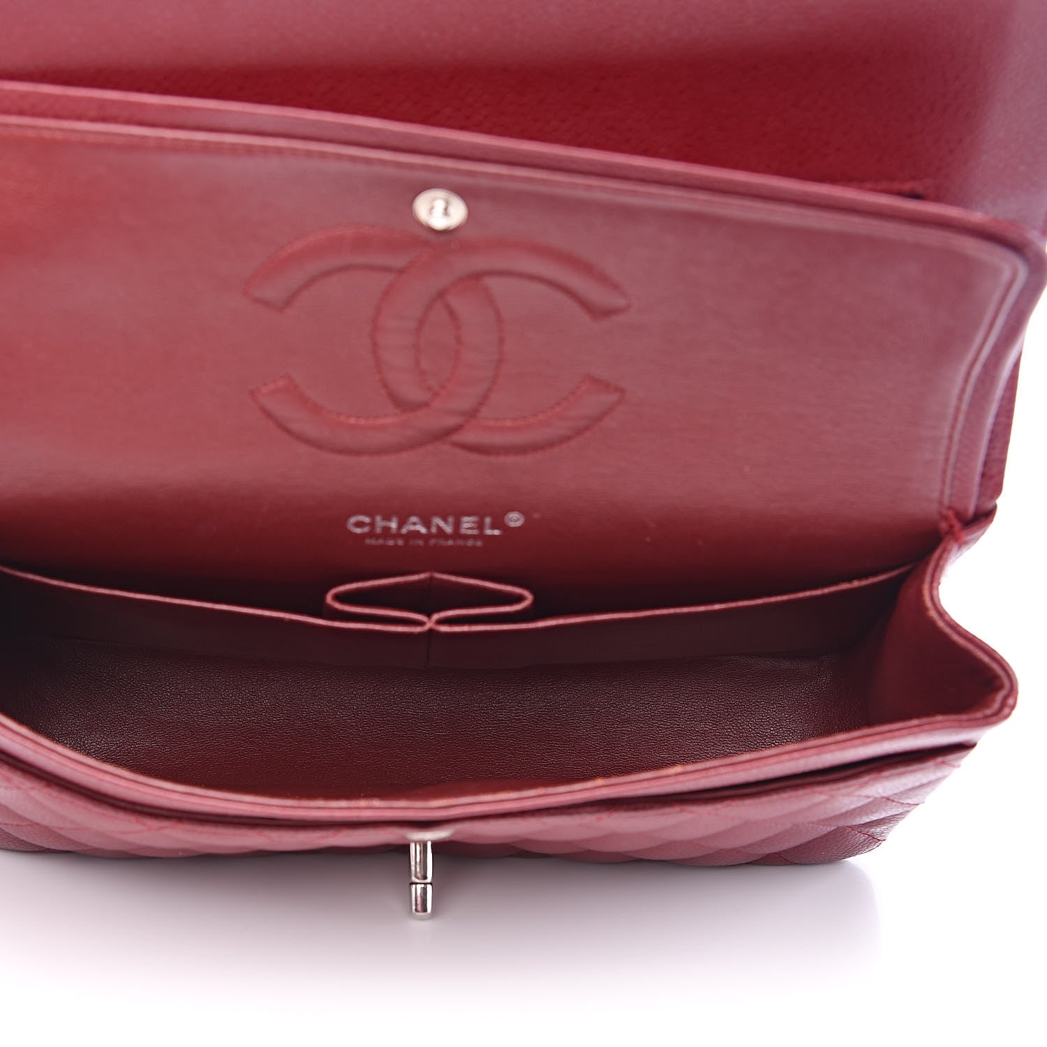 Chanel Caviar Quilted Medium Double Flap Dark Red 5 of 16