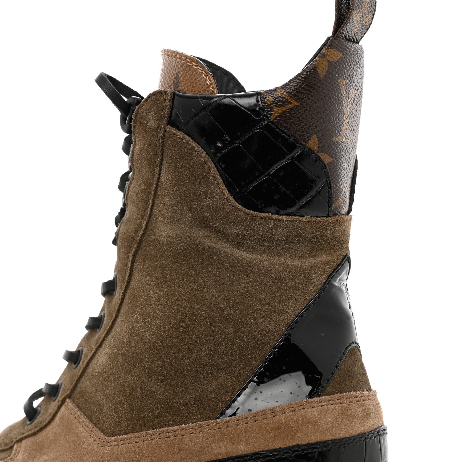 Louis Vuitton Suede Calfskin Monogram Laureate Platform Desert Boots 37 Taupe 11 of 12