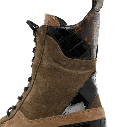 Louis Vuitton Suede Calfskin Monogram Laureate Platform Desert Boots 37 Taupe 11 of 12