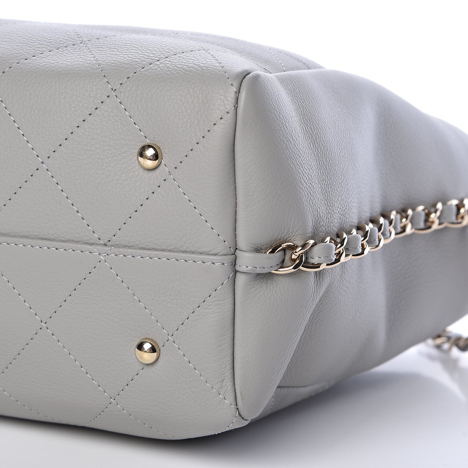 Chanel Calfskin Stitched Medium Shopping Tote Grey 10 of 12