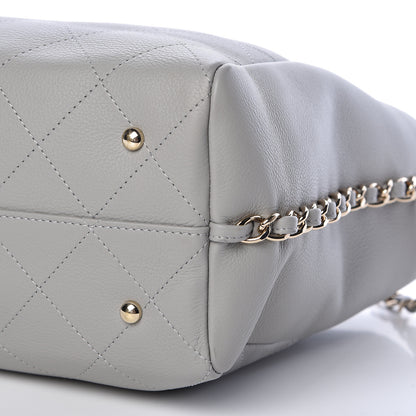 Chanel Calfskin Stitched Medium Shopping Tote Grey 10 of 12