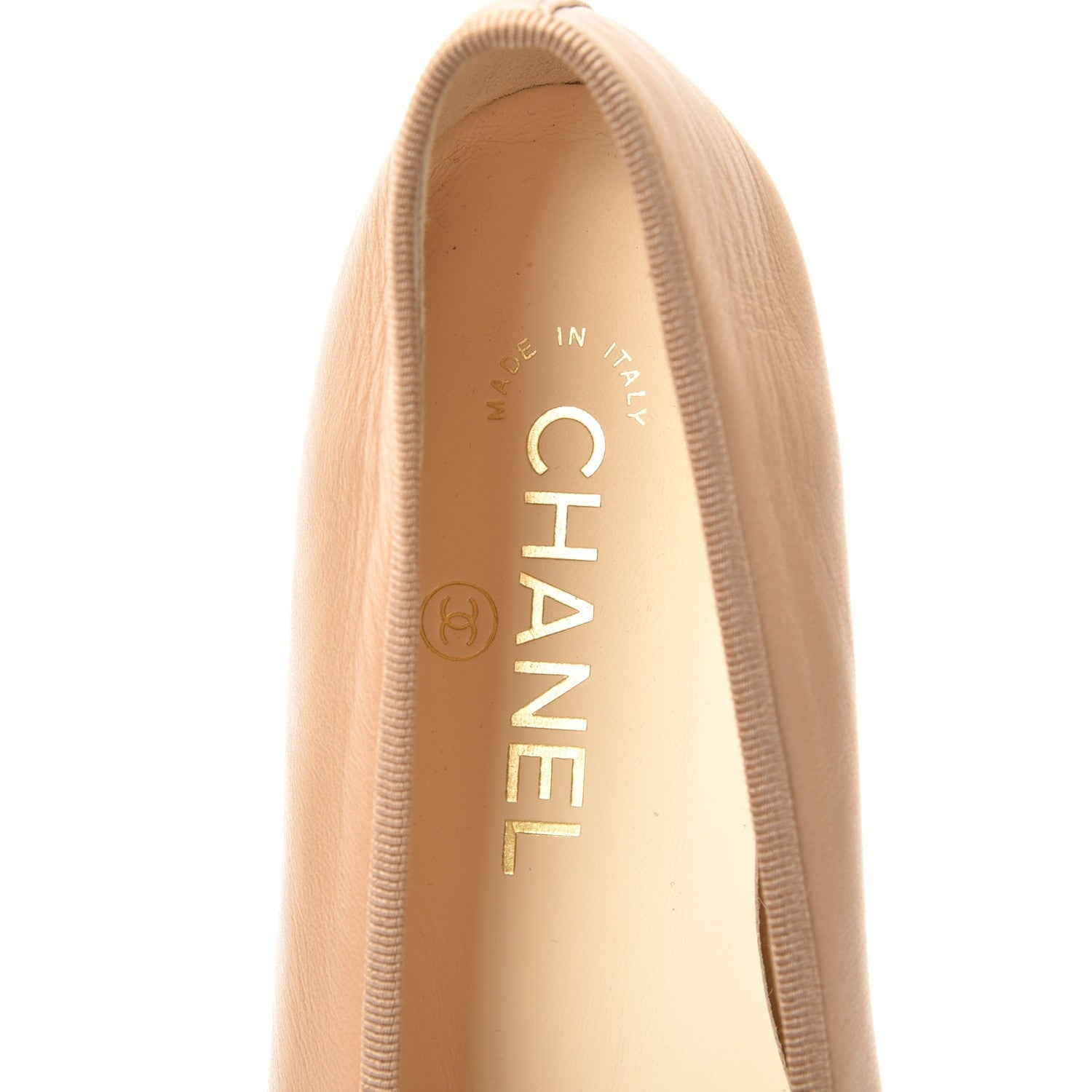 Chanel Lambskin Cap Toe CC Ballerina Flats 37.5 Dark Beige 7 of 14