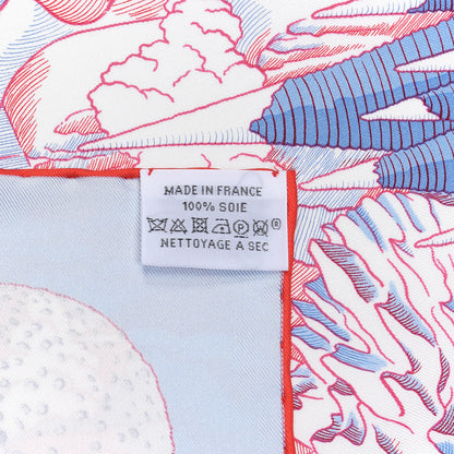 Hermes Silk Cosmographia Universalis Scarf 90 Ciel White Rouge 6 of 6