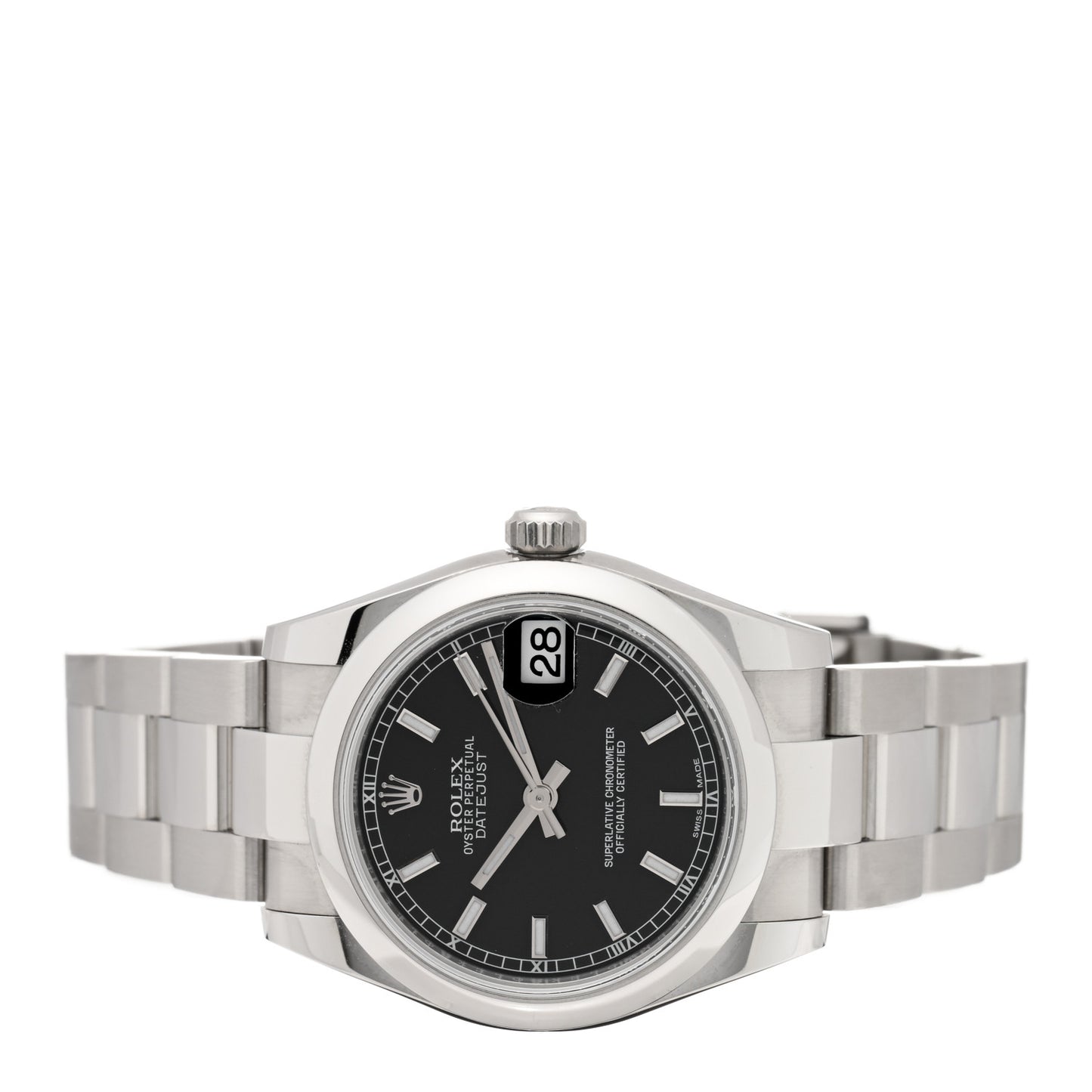 Stainless Steel 31mm Oyster Perpetual Datejust Watch Black 178240