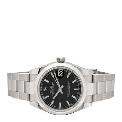 Rolex Stainless Steel 31mm Oyster Perpetual Datejust Watch Black 178240 2 of 5