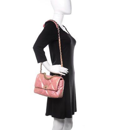 Chanel Iridescent Calfskin Quilted Medium 19 Flap Pink 2 of 10