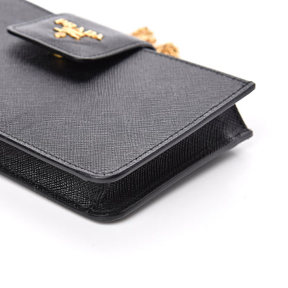 Prada Saffiano Metal Mini Chain Wallet Black 8 of 11