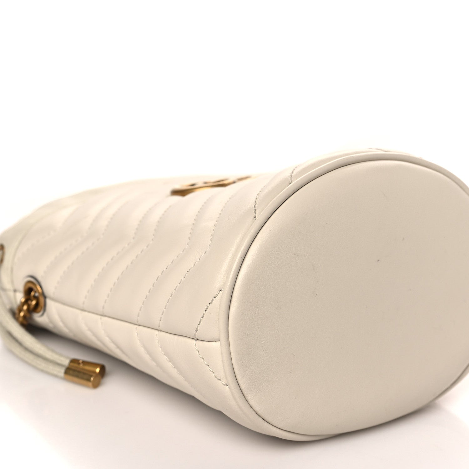 Gucci Calfskin Matelasse Mini GG Marmont 2.0 Bucket Bag White 9 of 10