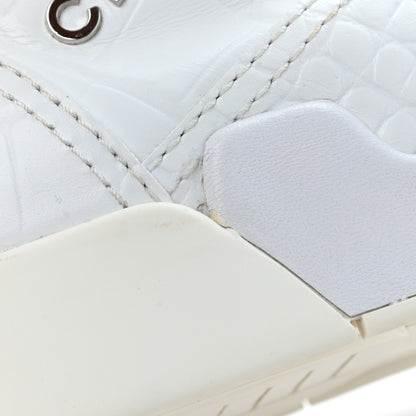 Chanel Calfskin Crocodile Embossed Cocodile High Top Sneakers 38 White 10 of 15