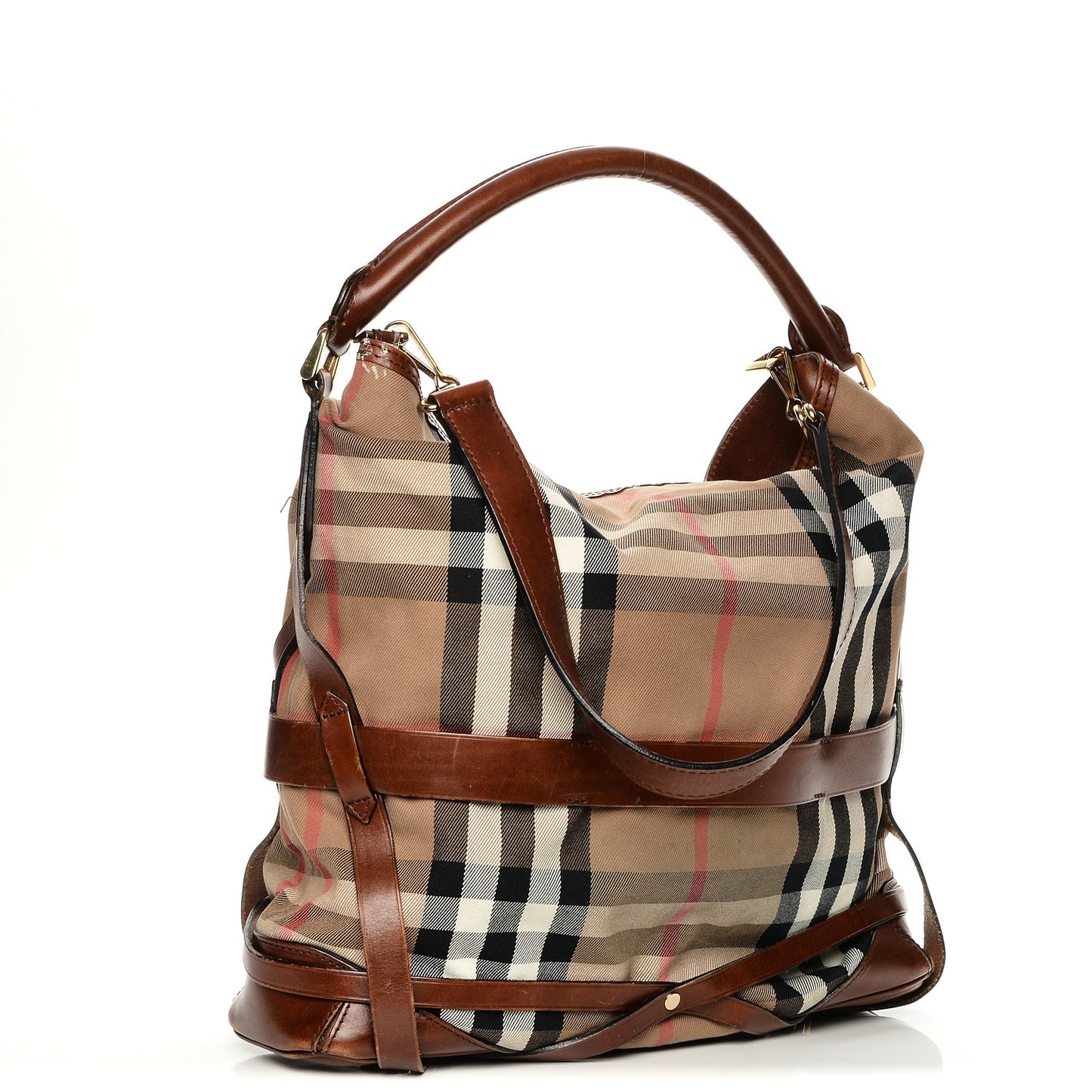 House Check Bridle Calfskin Medium Gosford Hobo Dark Tan
