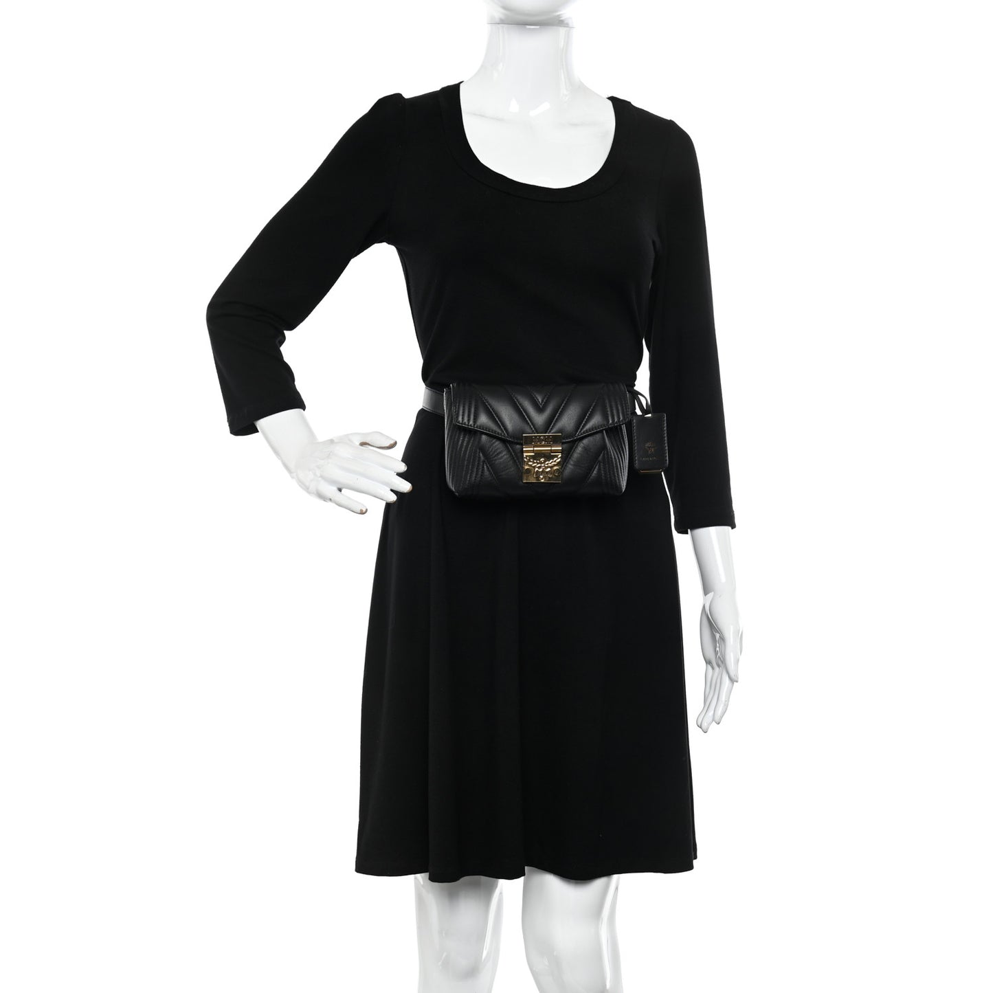 Calfskin Quilted Small Patricia Belt Bag Black