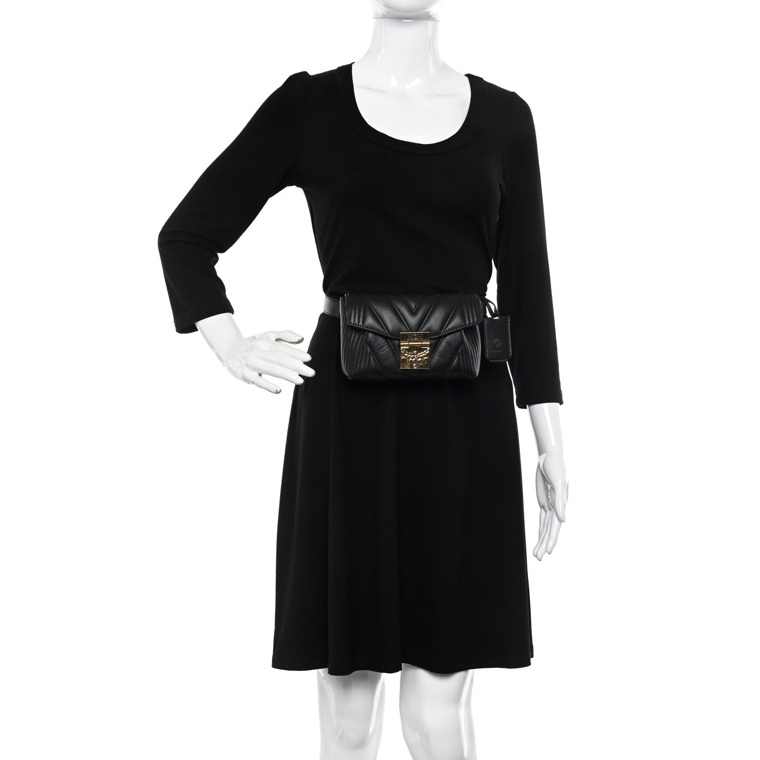 MCM Calfskin Quilted Small Patricia Belt Bag Black 2 of 11